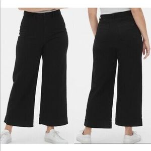 Gap High Rise Wide Leg Crop Black Denim Pants